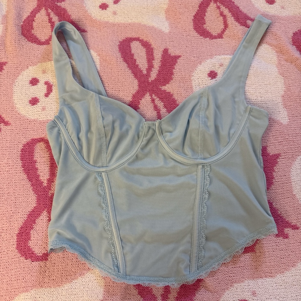 Baby blue corset lace top